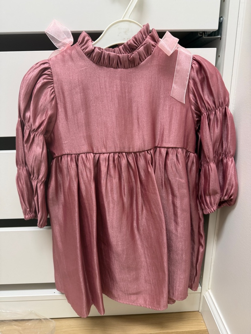 Bebe organic' Shimmery Rose Pink Ruffle-Neck Dress
